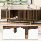 Mid-century modern style Walnut TV STAND Cat house pet friendly With Sliding door flip-down N843P251412W