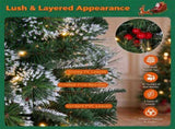 3FT Frosted Artificial Christmas Tree in Cement Pot, Pre-Lit Warm White LED Lights 8 Lighting Modes, 28016160