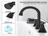 2-Handle 8 inch Widespread Bathroom Sink Faucet Matte Black Lavatory Faucet 3 Hole 360&deg Swivel 99411719