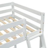 ZNTS Twin Size High Loft Bed with inclined Ladder, Guardrails,White W504P143321