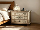 () 3-Drawer Cabinet with Carved Interior and Socket P2 MDF Solid Wood Legs 59459168