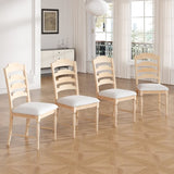 TOPMAX Vintage Traditional 4-Piece Upholstered Dining Chairs, Serrated Dining Backs, Natural N717P170412A