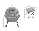 Living Room Chairs Modern Cotton Fabric Lazy Chair, Accent Contemporary Lounge Chair, Single Steel W1899P149718