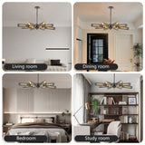 Modern Industrial Sputnik Chandelier, 8-Light Black and Gold Metal Pendant Light with Mesh Shades, W1340P233175