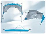 2-in-1 Portable Beach Umbrella with Side Panels UPF 50 Silver Coated Oxford Cloth, Wind Resistant 43472245