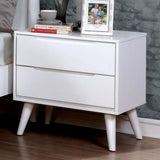 Mid-Century Modern White Color 1pc Nightstand Bedroom Furniture Solid wood Round Tapered Legs B011P218338