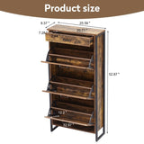 Shoe Cabinet with 3 Flip Drawers, Slim Freestanding Hidden Organizer with Drawer, metal handle W2948P245242