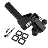 Adjustable Trailer Hitch 18,500 lbs 2" Receiver 6" Drop/Rise Tow Hitch Tri-Ball Trailer Kit Black 06953656