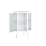 ZNTS 22.25 " Floor Coner Cabinet with Tempered Glass Door & Storage Shelves for Bathroom, Living Room, W757130159