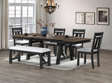 Cottage Style Dining Side Chair 2pc Set Upholstered Seat Wheat Charcoal Finish Dining Room Wooden B011P290536