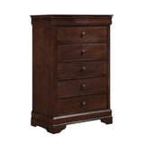 ZNTS Louis Philippe Style 1pc Chest of Drawers Brown Cherry Finish Okume Veneer Bedroom Furniture B01146480