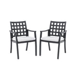 Modern Classic Cast Aluminum Outdoor Patio 2-Piece Dining Chairs, Textured Ember Black Finish, W1886P271053