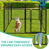 ZNTS Dog Playpen Pet Dog Fence, 32" Height 8 Panels Metal Dog Pen, Outdoor Exercise Pen with Door for RV, 30119568