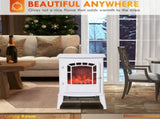 Electric Fireplace Freestanding Stove Heater with Realistic Flame 15.25"x9.5"x22.25" White 58758258