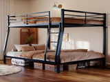 Metal Bunk Bed, Heavy Duty Full Over Queen Bunk Beds with 5 Extra Support Legs, 990 lbs Capacity, W5635P539715