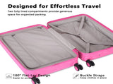 28 Inch Luggage with Spinner Wheels, PU Leather Suitcases for Women with TSA Lock, Pink T5391P496258