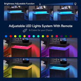 Nightstand LED Bedside Table Cabinet Lights Modern End Side with 2 Drawers for Bedroom W2178138741