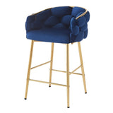 28'' Modern Counter Stools Set of 2,Dark blue Counter Stools with iron Frame,Soft back and N780P199861B