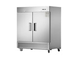 54"W Commercial Refrigerator 2 Section 2 Solid Door Stainless Steel Reach-in Refrigerator 42.2 N818P191849S