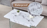 Multifunctional Lift Top Coffee Table -White Marble Pattern, Essential for Modern Homes.Tempered W2920P226076