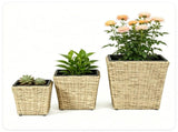 3-Piece Nested Rattan Planter Set, UV Resistant PP Wicker Plant Boxes with Removable Liner & 32949696