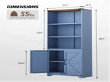 Barn door 3-tier display case, 69.7 31.5 15.4 inches, steel display case with vintage blue and 15660916