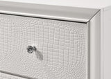 ZNTS 1pc Modern Glam Style Crisp White Finish Two Drawer Nightstand Embossed Crocodile Pattern B01181033