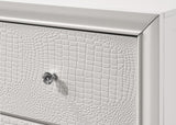 1pc Modern Glam Style Crisp White Finish Two Drawer Nightstand Embossed Crocodile Pattern B01181033