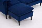 Convertible Combination Sofa Sofa L-Shaped Sofa with Footstools with Storage, Blue Sofa for Living W2012P252427