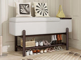 TREXM Farmhouse Upholstered Storage Bench with Hidden Compartment, Modern Entryway Bench for Living N715P308014P