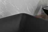 14.38" L -22.25" W -4.38" H Matte Shell Glass Rectangular Vessel Bathroom Sink in Black with Faucet 24478684