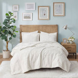 Twin Embroidered Medallion Faux Fur Ultra Plush Comforter Mini Set B03597032