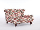 Modern Accent with Retro Wood Legs, Comfy Upholstered Armchair, Floral Design Single Sofa 80427562