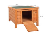 20" Wooden Waterproof Rabbit Hutch Pet Bunny Small Animal House Habitat Natural Wood Color 60195219