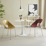 White Round Table, Modern Dining Table, MDF Top and Steel Base Tulip Round Kitchen Table, Mid W2641P192316