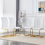 Luxury Simple Arch Chair - Set of 4 White PU Material High Resilience Dining Chair with Arched Metal W1151P154873
