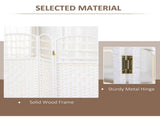 6-Panel Folding Privacy Screen with Hand-Woven Design, Freestanding Room Divider 94.5"x66.9" White 15400921