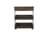 White and Dark Walnut 1-Drawer 2-Shelf Kitchen Cart with Caster B06280136