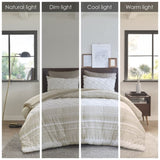 King/Cal King 3 Piece Cotton Comforter Set with Chenille Tufting B035128804