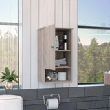 Medicine Single Door Cabinet 28" H, One Shelf, Two Interior Shelves, Light Gray B097132902