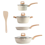 Kitchen Cookware Set Pots and Pans Set White Nonstick Granite Coating Dishwasher Safe Fast Even Heat 67861779