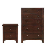 Dark Oak Finish Nightstand 2-Drawers Pine Veneer MDF Wooden 1pc Modern Nightstand HS00F4234-ID-AHD