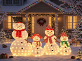 4-Pack 5FT Snowman Family, White 2D with Branch Arms, 250 Warm White Lights, Christmas Light Set 40607208