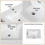 24" Freestanding Bathroom Vanity with Sink, Bathroom Storage Vanity Cabinet with Stone Resin W1573P211195