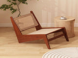 Mid-Century Modern Rattan Accent Lounge Chair, Armless Cane Woven Low Profile Leisure Chair for W3101P555213