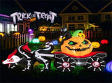 9 Feet Halloween Inflatable LED Lighted Carriage with Pumpkin and Skeleton Dragon 37738258