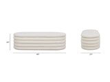 Fuji 49" Upholstered Oval Storage Bench, Ivory White Boucle B2719P238464