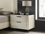 Mavela Wide Wale Corduroy Upholstery Nightstand, Cream T2574P243651