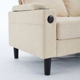 beige color knock down 3-seat combo sofa with storage ottoman for living room apartment bedroom and W2603P171561