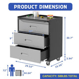 ZNTS Heavy-Duty Metal Storage Cabinet with Wheels - 3 Drawer Tool Cabinet for Garage, Office, and Home T2398P222835